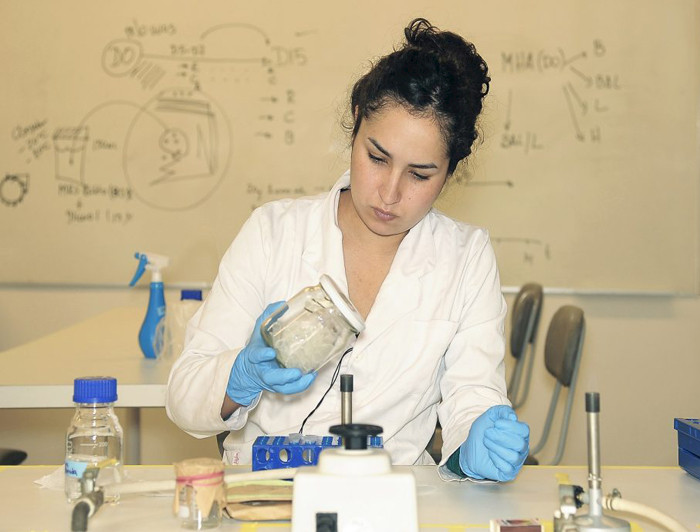 Estudiante trabajando en el laboratorio.
