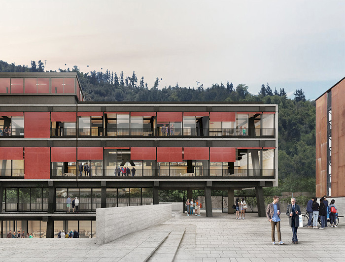 Foto de uno de los patios de campus Lo Contador de Providencia.