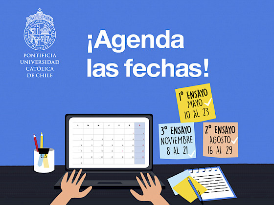 Gráfica que dice ¡Agenda las fechas! con las fechas de cada prueba