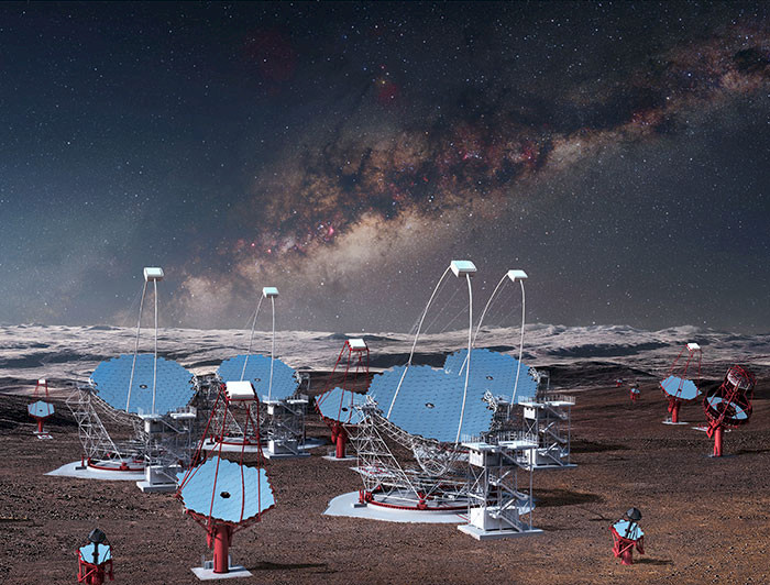 Picture of a computational model of the antennas in the desert.