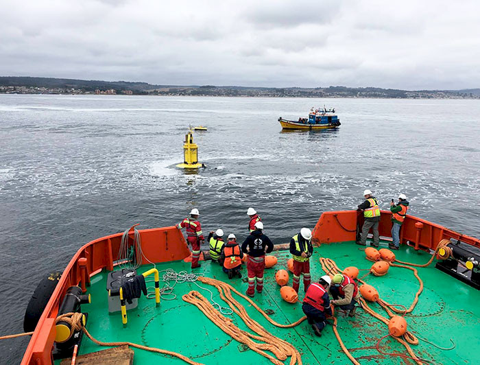 Power buoy installed in the ocean