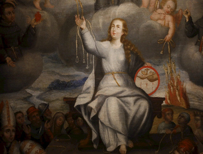Imagen de una santa barroca de la colección de arte virreinal Gandarillas.