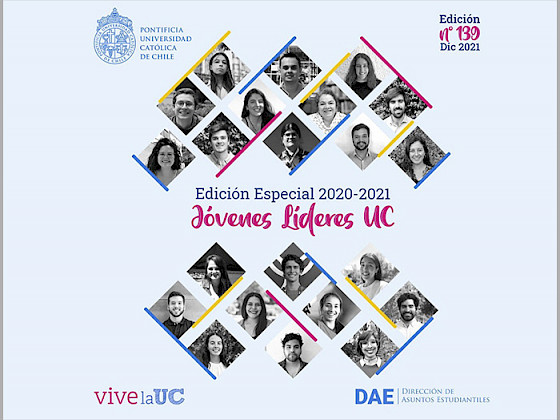 Afiche con la foto de los 22 estudiantes UC destacados