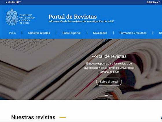 Pantallazo de la web del Portal de Revistas UC