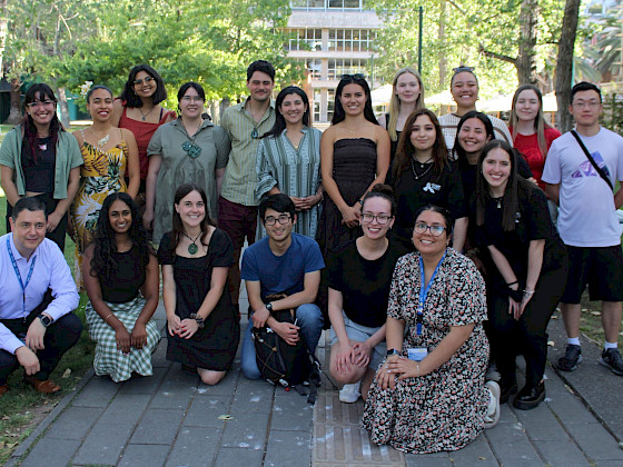 Students of the Intercultural Approaches for Public Health Program on the UC Chile San Joaquin Campus, smiling.